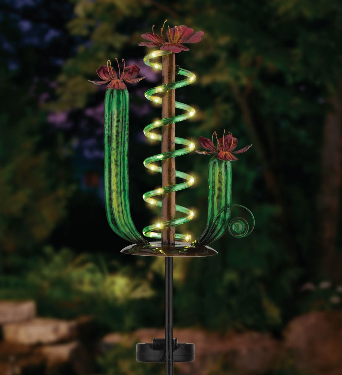 48 H, Cactus Thermometer Solar Stake Yard Art Dessert Landscape