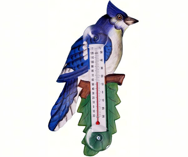 Songbird Essentials Hummingbird with Upright Wings Small Window Thermometer